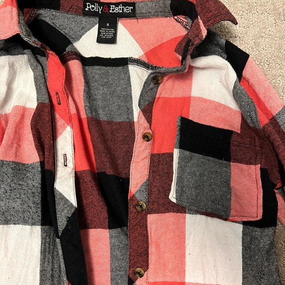 Womens Polly & Esther Plaid Flannel Button Up Shirt Top Small. - Picture 2 of 5